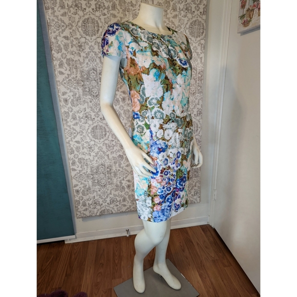 Etro Metallic Floral Pearlescent Sheath Dress - Picture 4 of 9